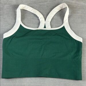 Athleta Green and White Sports Bra
